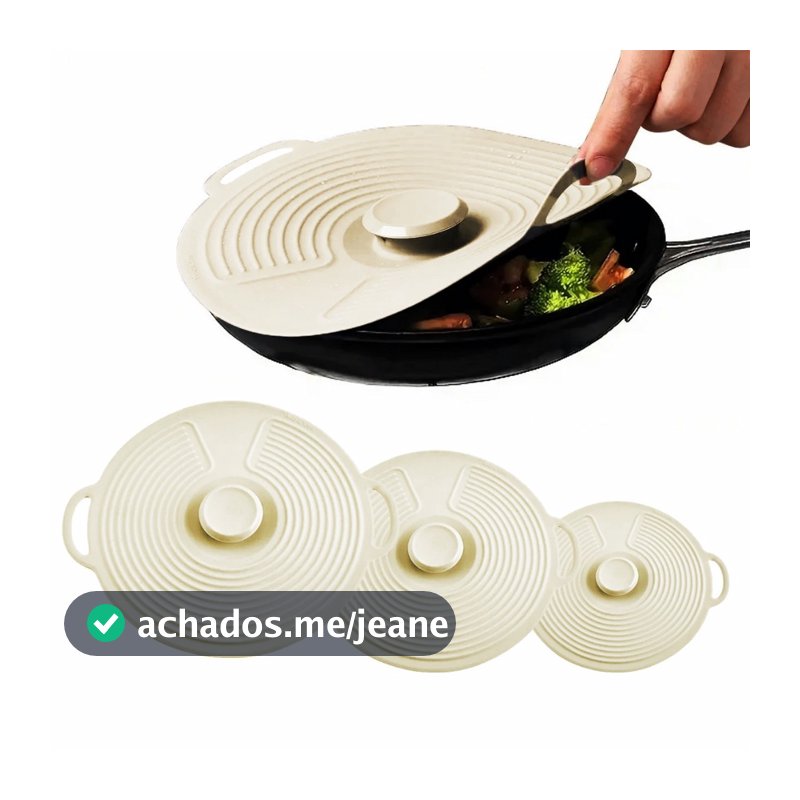 Kit 3 Tampas de Silicone Flexível Panela Pote Frigideira Vedação Hermética CASA
