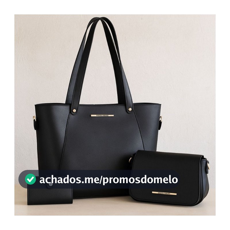 Kit 3 Bolsa Feminina Sacola Shopper Transversal De Ombro Pequena De Lado E Carteira