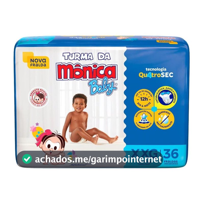 FRALDA TURMA MONICA BABY MEGA XXG 36UN