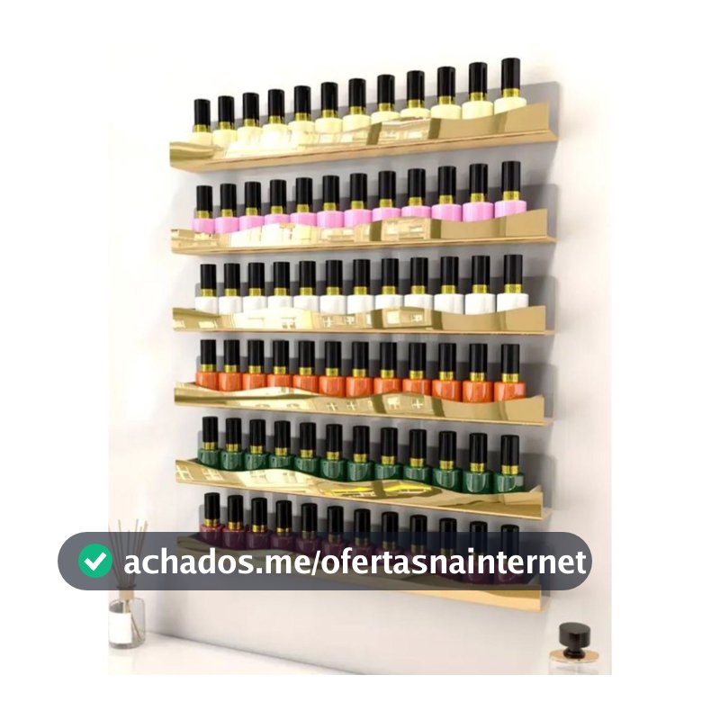 Kit Prateleira Organizador de Esmalte em Acrílico Espelhado Dourado