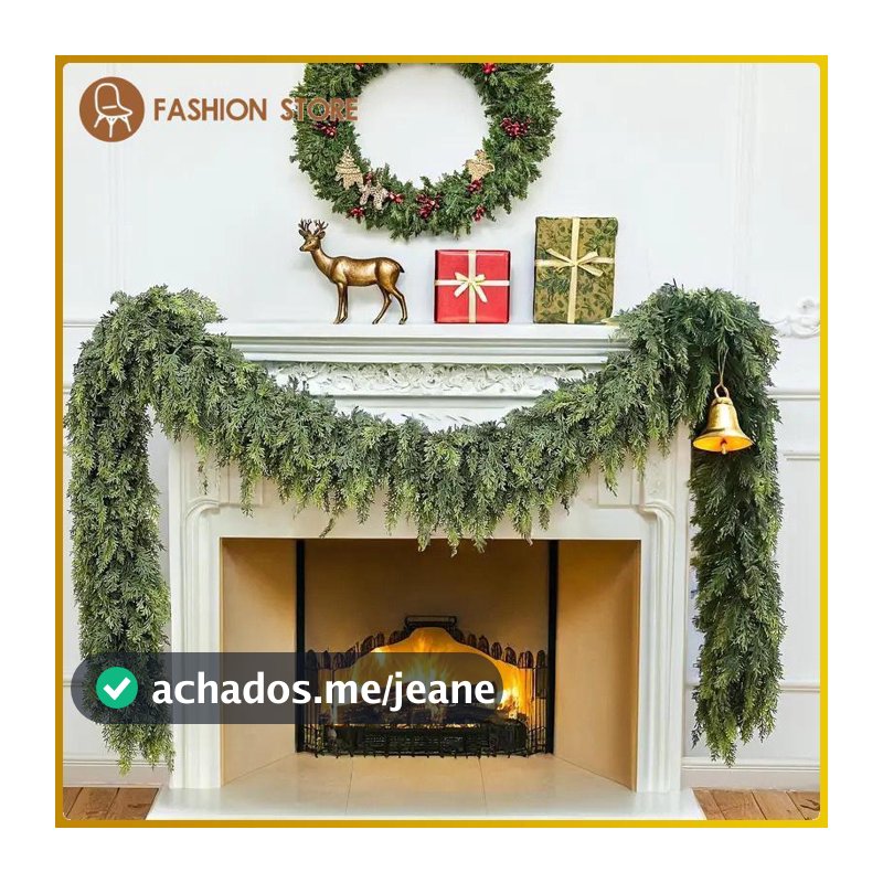 [Wishshopeelq] Guirlanda De Natal Para Casa , Abeto Verde Artificial , Manto Decorativo , Escada , Lareira , Celebração