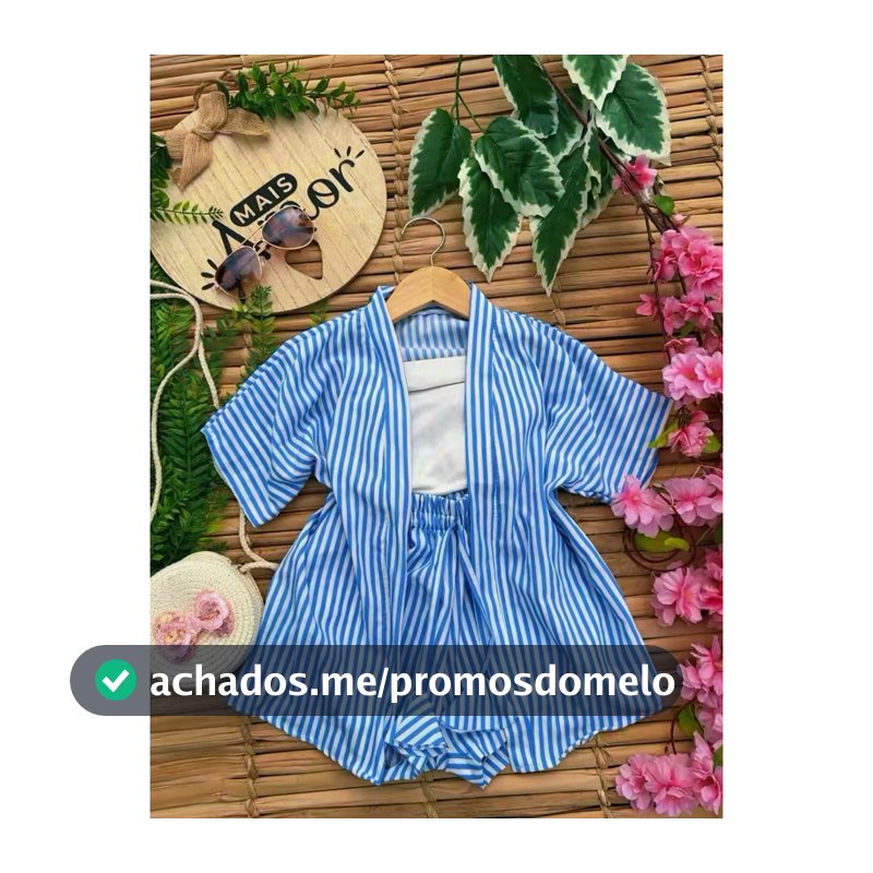Conjunto kimono infantil-juvenil menina / kimono + short infantil Femenino / estampado / saida de praia / casual 2 peças