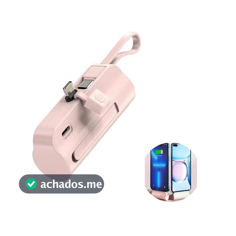 Carregador Portatil Mini  Power Bank 1.0000mAh Sem Fio 2em1 Carregador para iPhone e Tipo-C