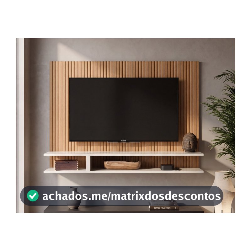 Painel Pra Tv 50 Polegadas Sala/Quarto Smart Plus MILÃO Decoração Com Prateleira e Nicho