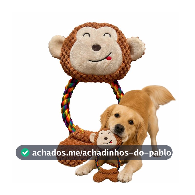 Brinquedo para Cachorro e Gato - Macaco de Pelúcia com Corda | Brinquedo Interativo para Pets