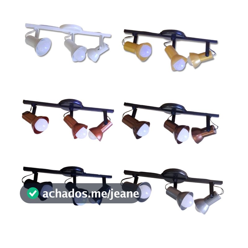 LUMINARIA SPOT TRILHO 3 LAMPADAS DIRECIONAVEIS  SOBREPOR -TETO PAREDE AREA INTERNA -BIVOLT- GAZPLAST