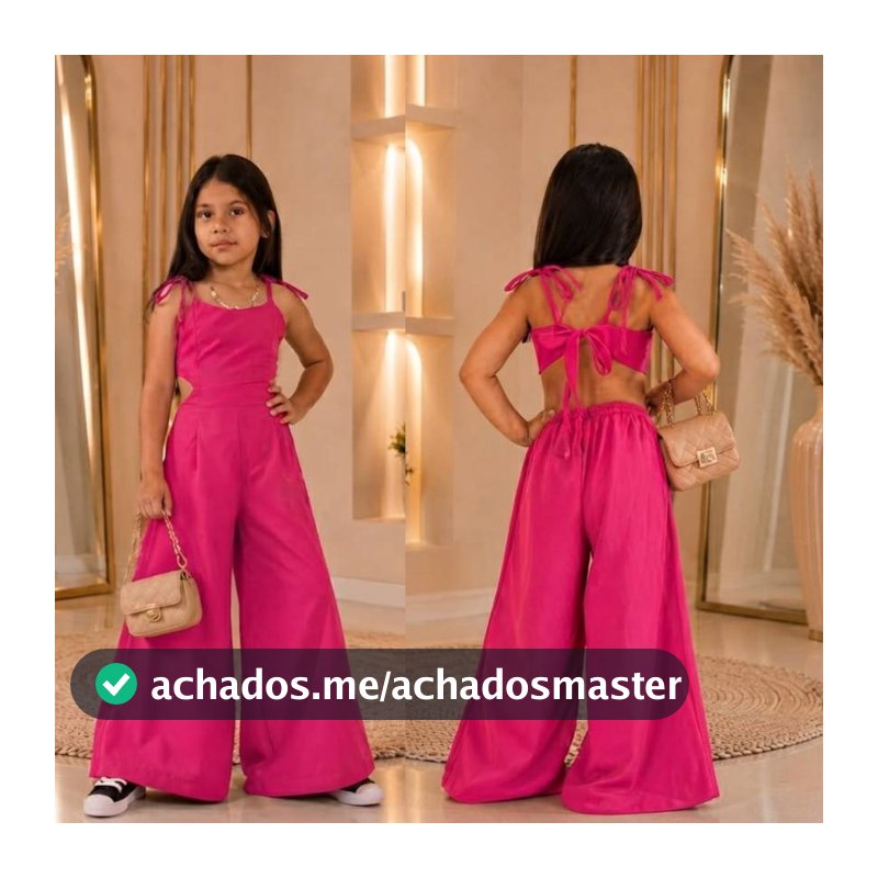 Macacão Liso longo pantalona  menina 04 ao16 anos moderno e casual estiloso moderno