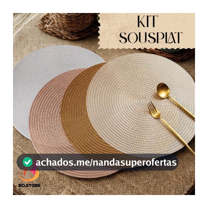 Kit Sousplat 4 ou 6 unidades Jogo Amaricano Redondo para Mesa  de Jantar Mesa Posta Impermeável