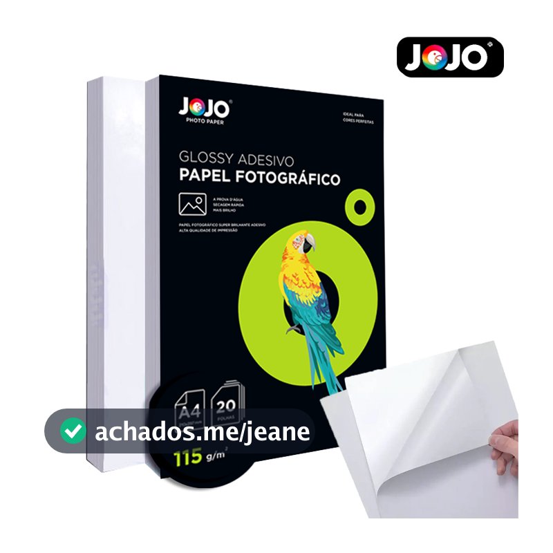 Papel Fotográfico Glossy ADESIVO 700 Folhas A4 115g Resistente a Água JOJO BRASIL