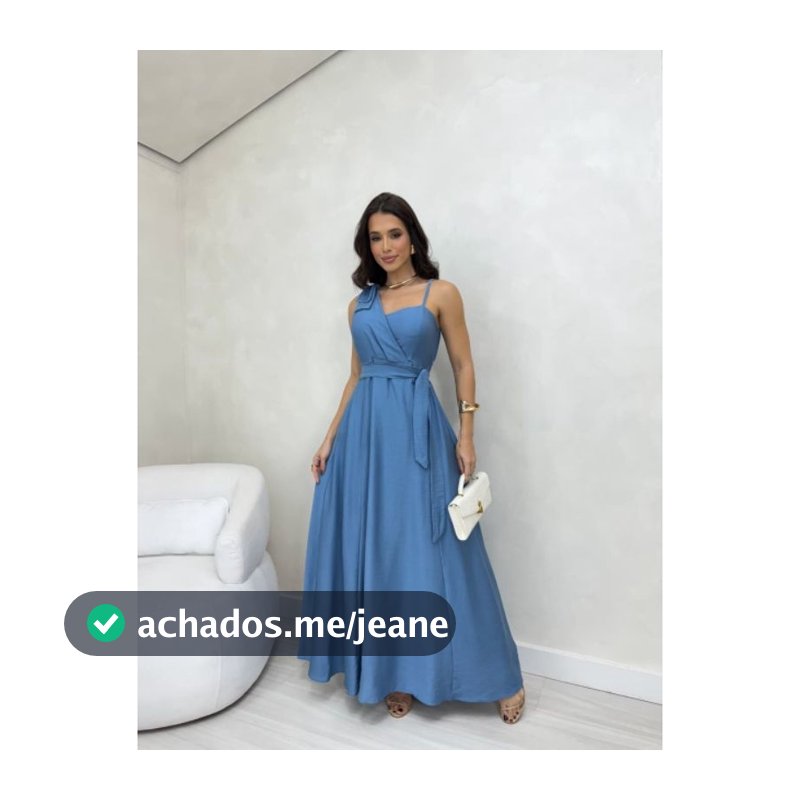 Vestido Feminino Longo Com Laço Tecido Marrant Festa Elegante