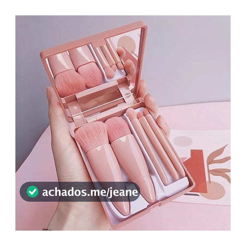 KIT 3 6 ou 12 Mini Espelho De Maquiagem Portátil Com 5 Pcs Pincéis Maquiagem Mão Bolso Dobrável Variações