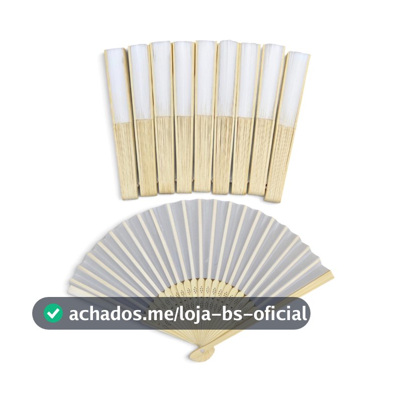 Kit 10 Leques Bambu E Tecido Liso Lembrancinha Casamento Festas Decoração