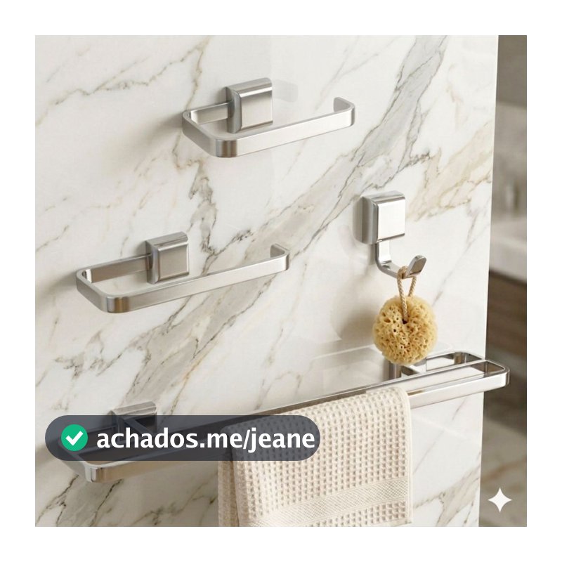 Kit Acessórios Para Banheiros 4 Peças Com Toalheiro Duplo