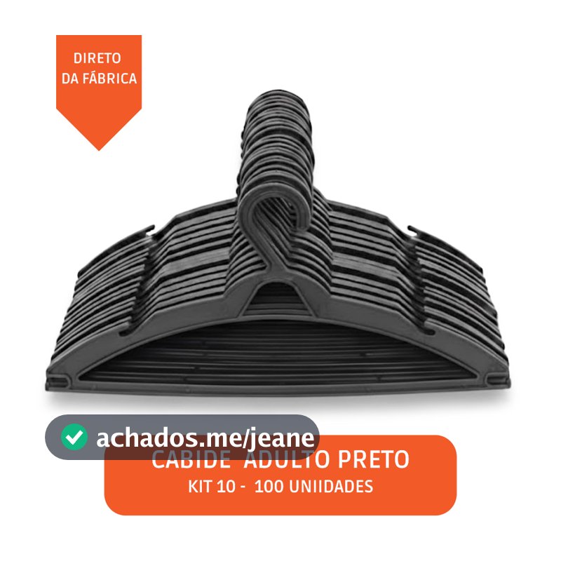 Kit 10 25 50 100 Cabides Adulto Preto