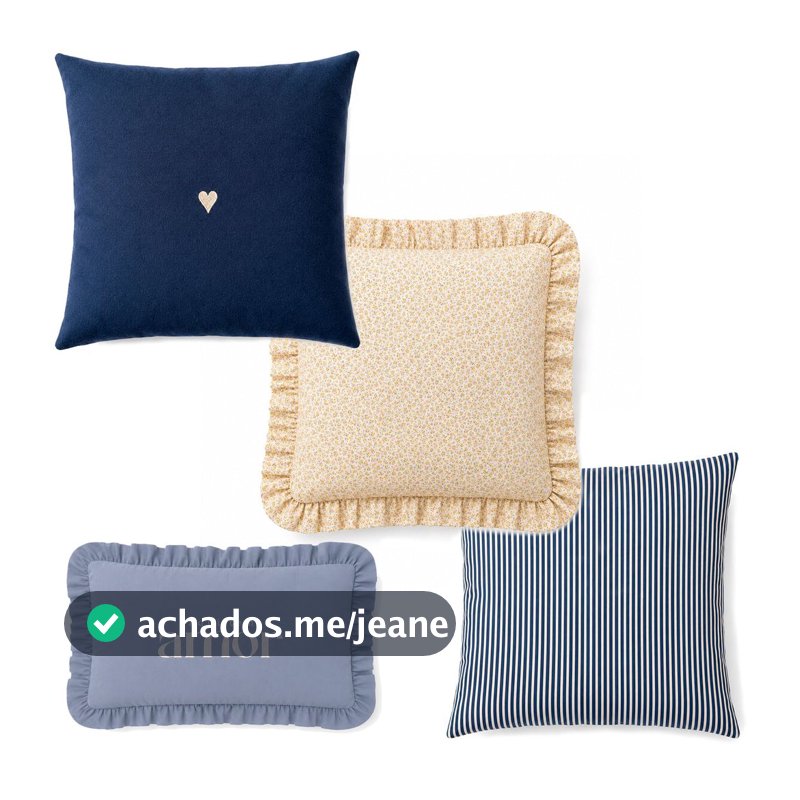 Kit 4 Capas de Almofadas Farmhouse Babado floral e Azul Romântico Bordado