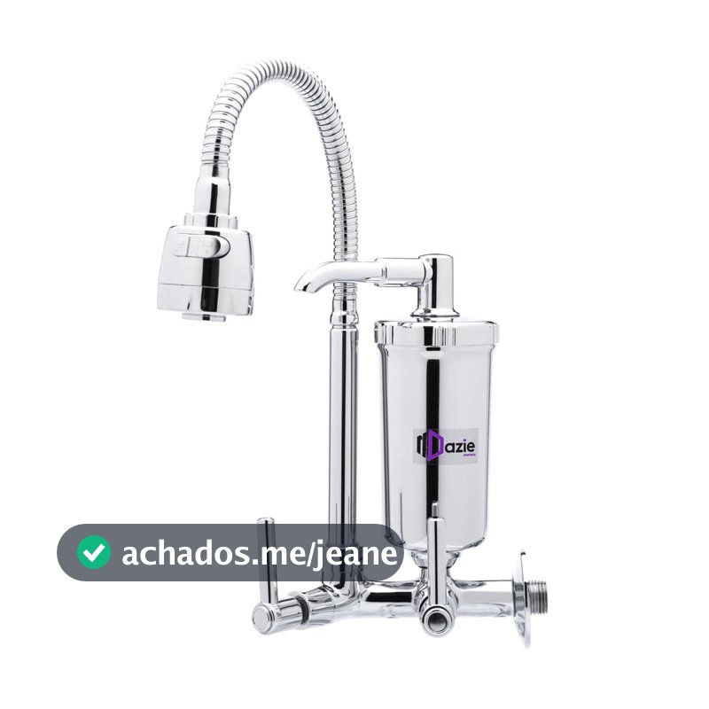 Torneira Dazie Metais Com Filtro Gourmet Flexivel Carbon Block Agua Pro Saúde Blindado Abs 1/4 de Volta Arejador Parede
