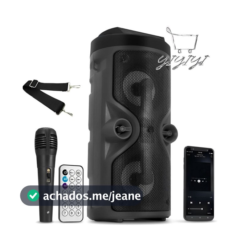 Caixa De Som Portátil Bluetooth Rádio Fm Usb Sd Controle Remoto Microfone Torre