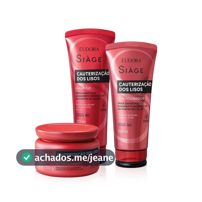 Eudora Kit Siàge Cauterização dos Lisos: Shampoo 250ml + Condicionador 200ml + Máscara Capilar 250g