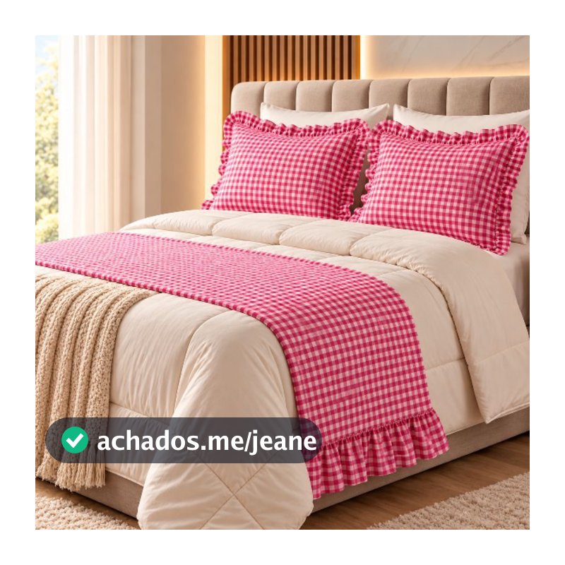 Peseira Farm - Kit com 2 Fronhas Decorativas - Quarto - Cama de Casal Queen ou King - 3 Peças Xadrez