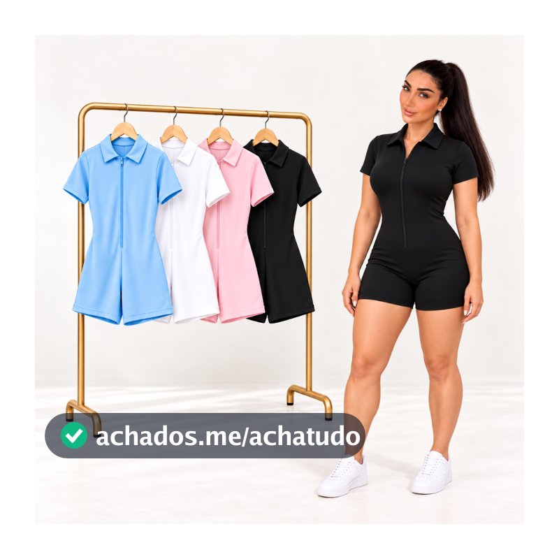 Macaquinho com ziper /Macacão de Shorts Gringa Zíper gringo Academia Fitness Hidroginástica Lazer Ciclismo