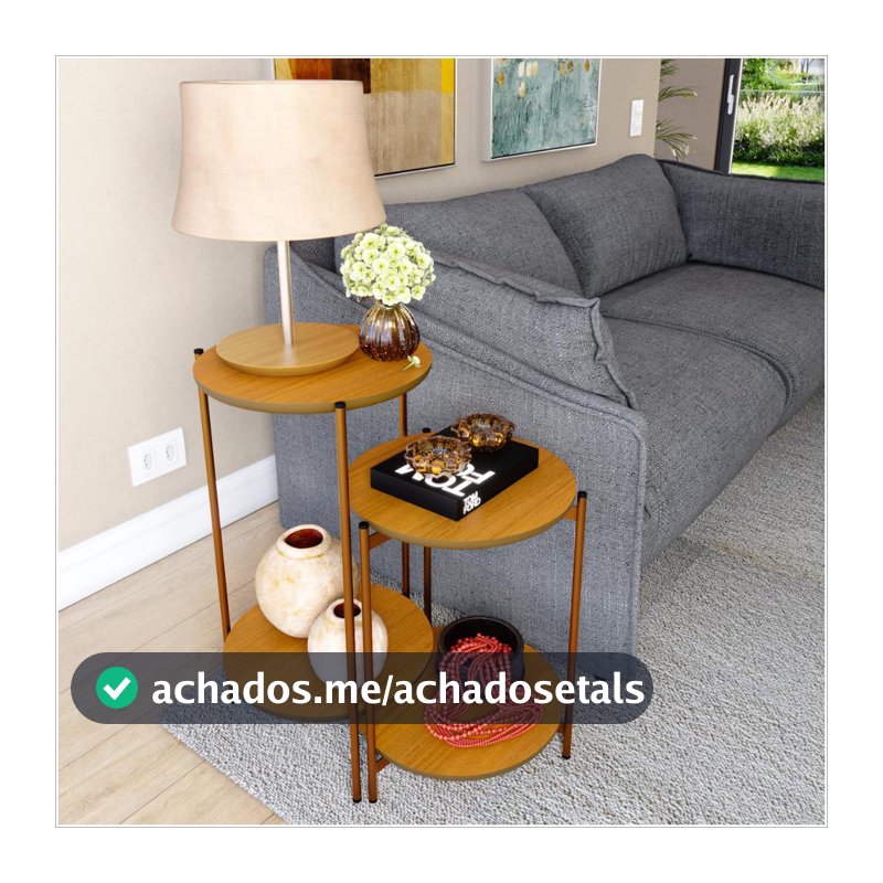 Conjunto de Mesa Lunis Nature com Pés de Ferro Bronze Ofertamo