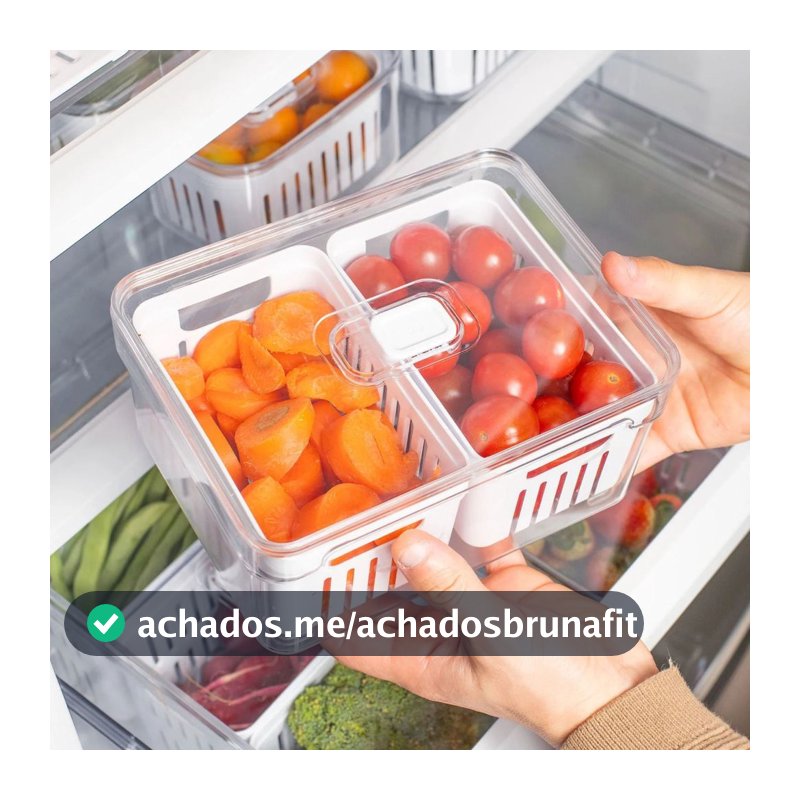 Organizador Alimentos Geladeira com cesto Único duplo 2,2L (20x15cm) Linha Clear Fresh - OU