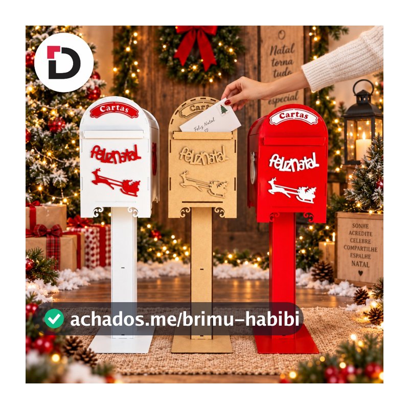 Porta Cartas Mdf Pedestal Natal Decoração Natalina Cartinhas Papai Noel