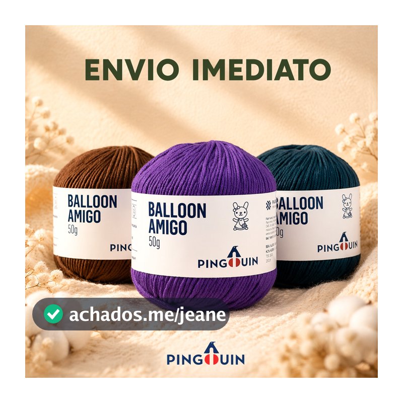 Fio Balloon Amigo Linha Pingouin 50g 150mts - Amigurumi/Artesanato/Crochê/Tricô