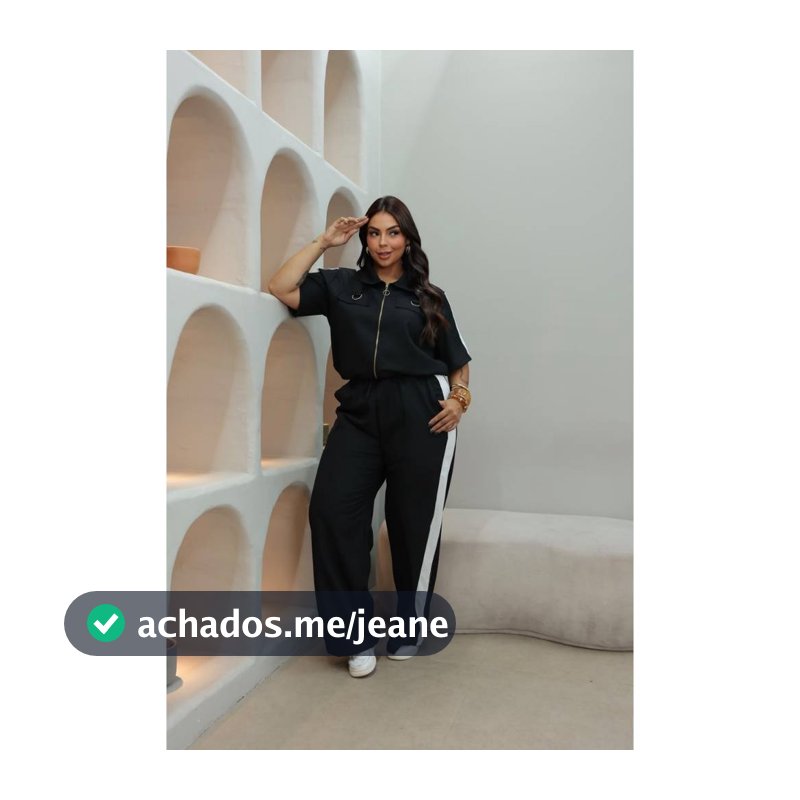 Conjunto Feminino Plus Size Calça + Blusa Listrado Alfaiataria Luis Twill Bonito e Elegante