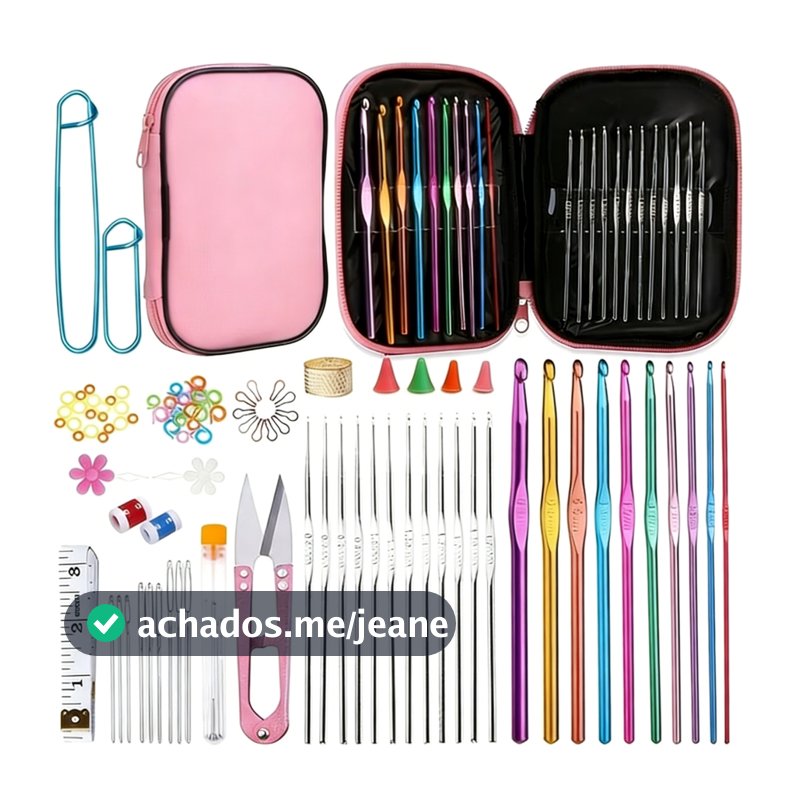 kit 127 peças De Ferramentas De Agulhas colorido Crochê de Tricô Alumínio para Fio Ponto Cruz Manual