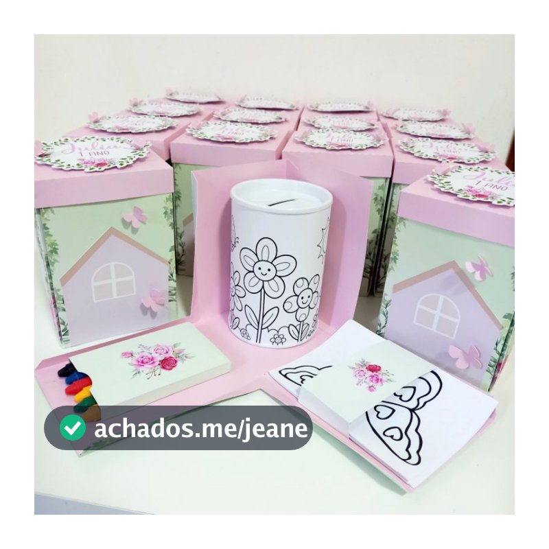 Cofrinho para colorir  Festa Jardim das borboletas jardim encantado primavera lembrancinha para festa colorir