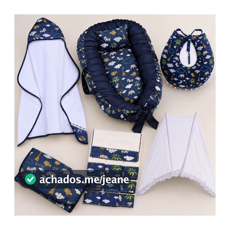 Kit Enxoval Bebê Completo Ninho Redutor + Almofada + Toalha + Trocador + Mosquiteiro