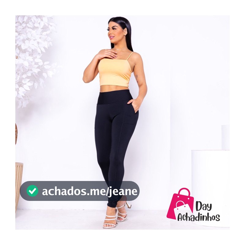 Calca Legging Suplex Power Montaria Cintura Alta Grossa Zero Transparência Bolso Frontal