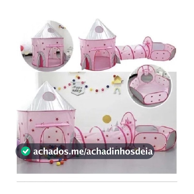 Barraca 3 em 1 Infantil Dobrável Piquenique das Princesas 3x1 Toca Tunel Promocao