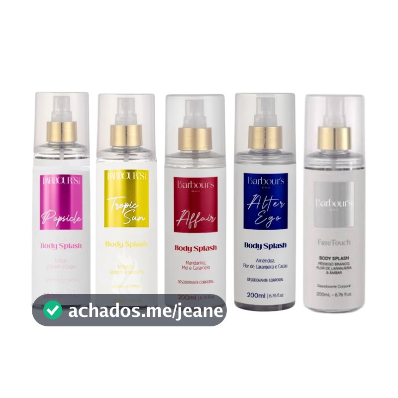 Body Splash Barbour's Feminino Masculino, Sedução e Lisoterapia 200ml–Fragrâncias Perfume Intenso Femininas e Masculinas