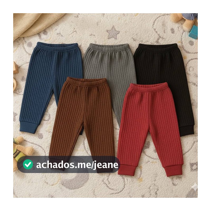 Kit 5 Calças Mijão Bebê Unissex Malha Canelada  Roupas Confortáveis e Macias  Cores Sortidas