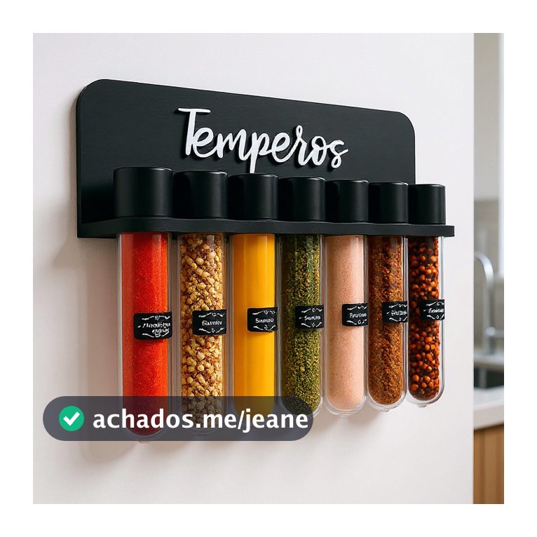 Porta Temperos de Parede MDF 7 Tubos Porta Condimentos Organizador de Cozinha Decoração Temperos