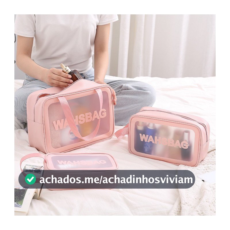 Kit 3 Necessaire Maquiagem Transparente WashBag A Prova De Água  332