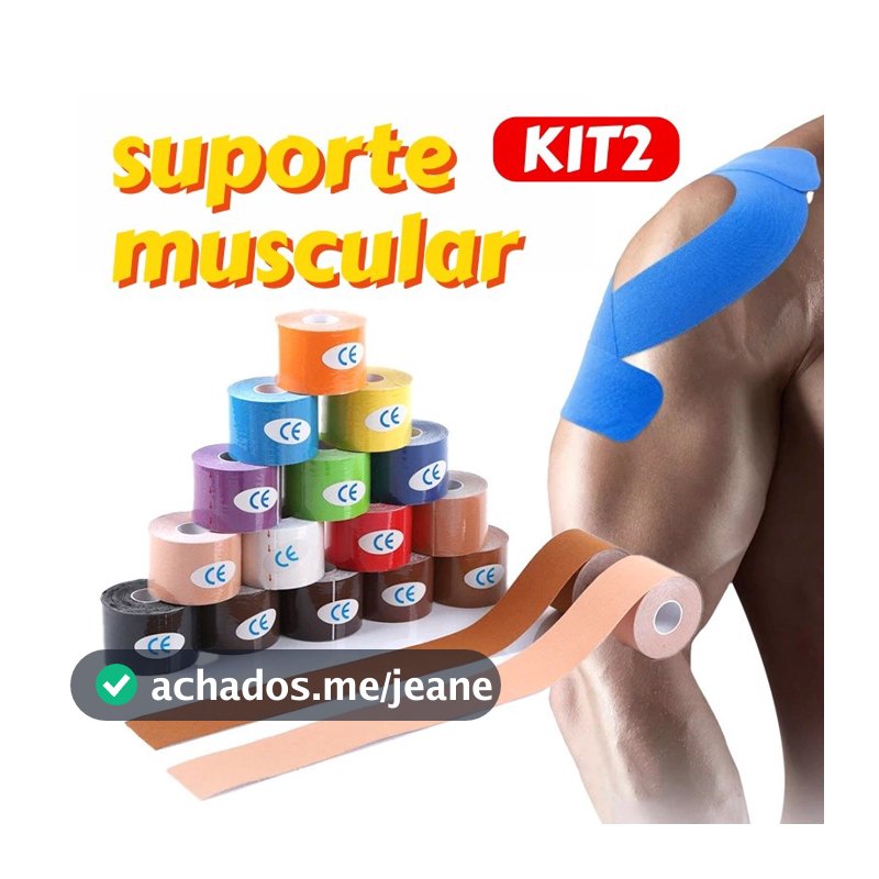 Kit 2Fita Knesio Tape Bandagem adesiva funcional alivia a dor lesão atleta Tape Ortopedia Fisioterapia Rolo Adesivo