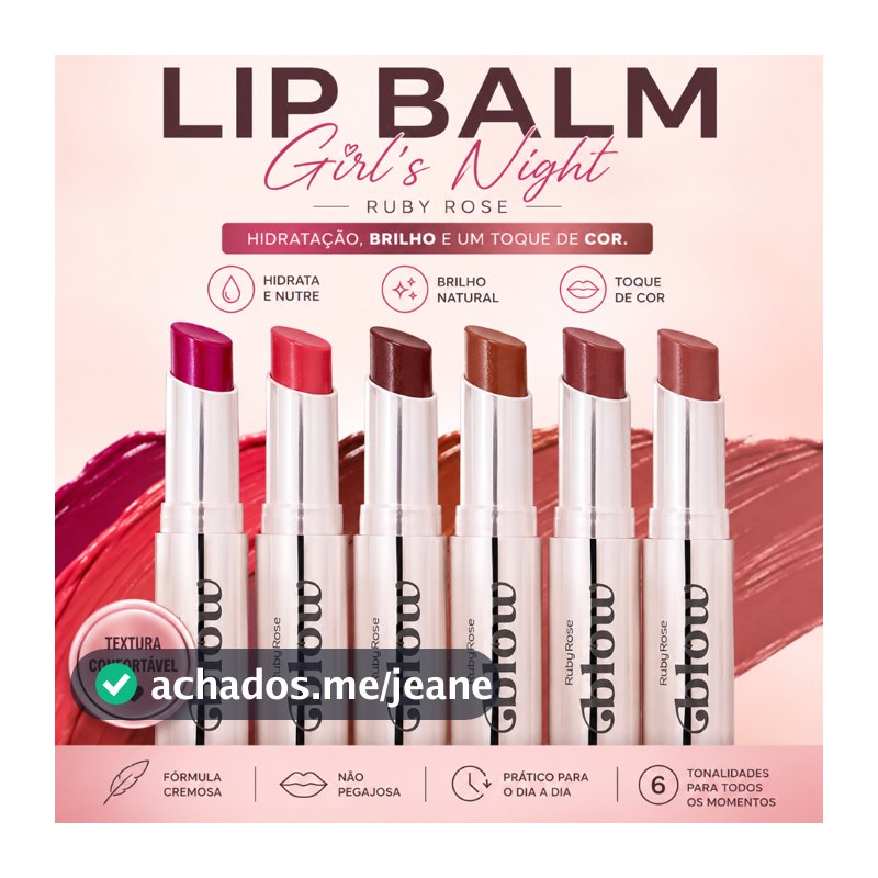 Lip Balm Ruby Rose Hidratante Labial Girl's Night 6 Tonalidades