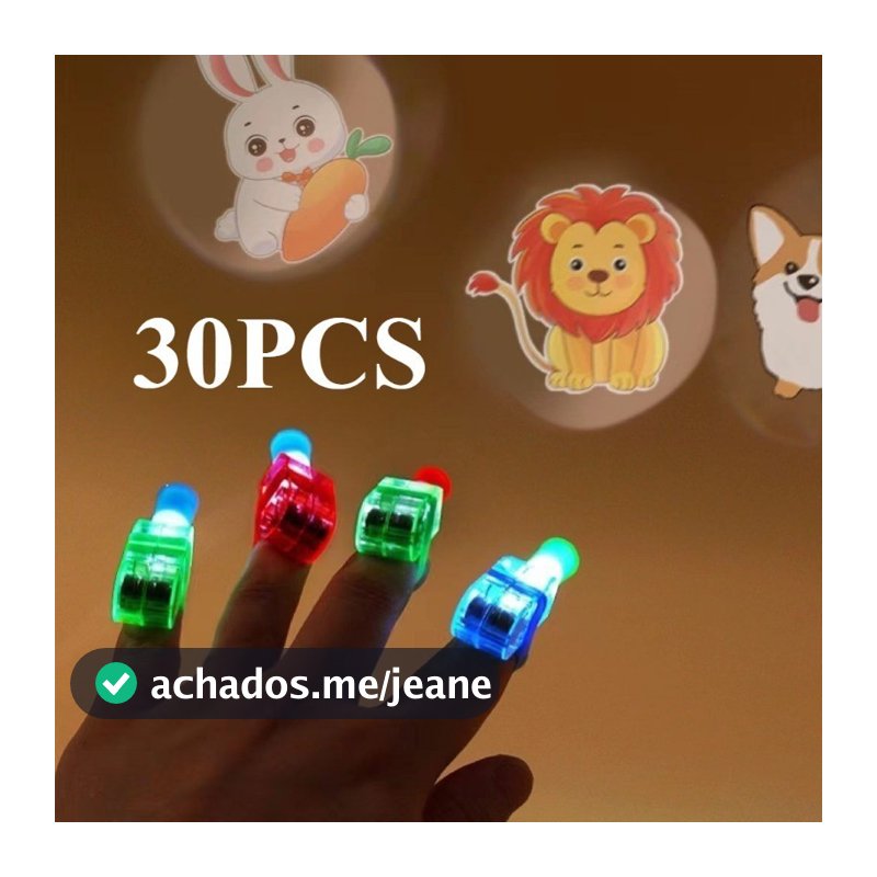 30pcs/20pcs/10pcs Projeção Luz De Dedo Lâmpada De Desenho Animado Vários Padrões Desenhos Animados Brilhantes Anel Diver