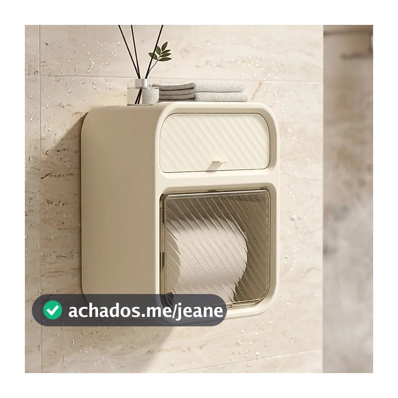 Suporte Organizador de Banheiro Multifuncional - Papel Higiênico e Lenços BEGE