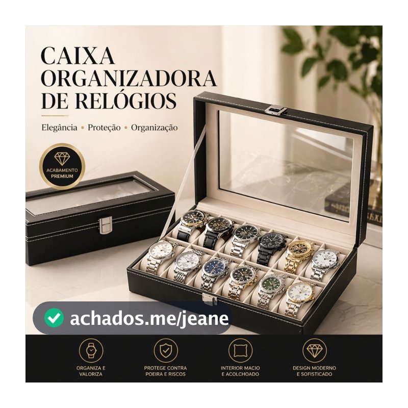 Porta Relógio Total Luxo Estojo Couro Ecológico 12/6 Nichos