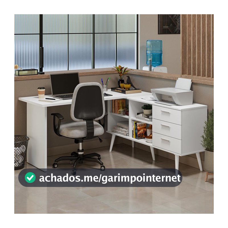 Mesa de Escritório em L 3 Gavetas Lisboa Madesa