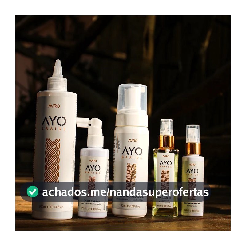 Kit para Tranças AYO Braids Avro - Shampoo + Tônico +  Mousse + Óleo + Perfume Capilar