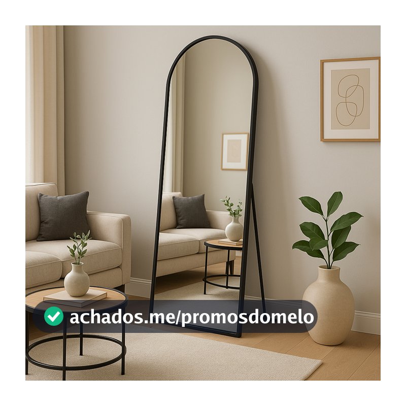Espelho Corpo Inteiro 40cm x 110cm Grande De Chão Portal Moldura Couro Decoração Sala Loja Closet