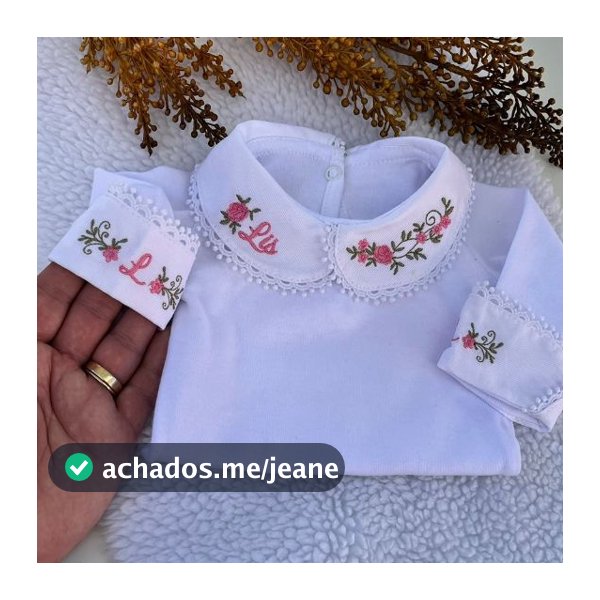 Body Bordado Gola e Punho - MENINA (Acessórios não inclusos)