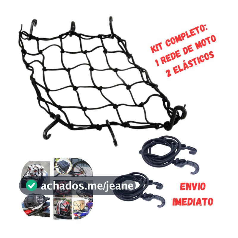 Rede Elástica Aranha COM 2 ExtensorES Capacete MOTO ELASTICO DE MOTO PARA Redinha para bagageiro de moto fixação ganchos