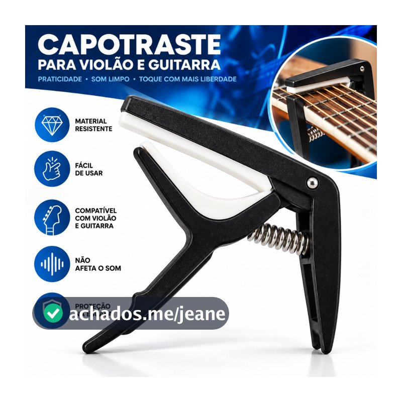 Capotraste Para Violão E Guitarra Ukulele Premium Braçadeira Pestana Muda Tom