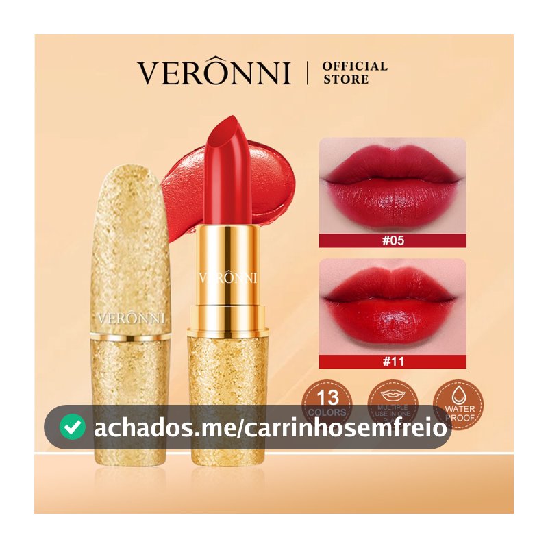 VERONNI 13 Cores Batom À Prova D'água De Longa Duração Fosco Shimmer Mental Beleza Cosméticos Glitter Lip Gloss Coreano
